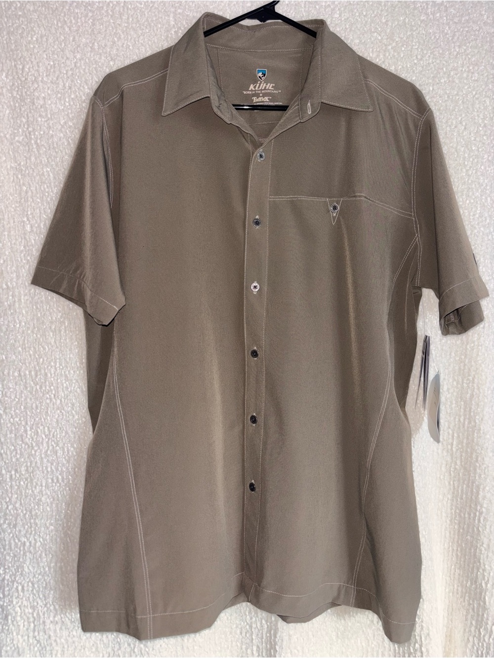 Kuhl Men's Renegade Short Sleeve Button-Down Shirt in Taupe Green